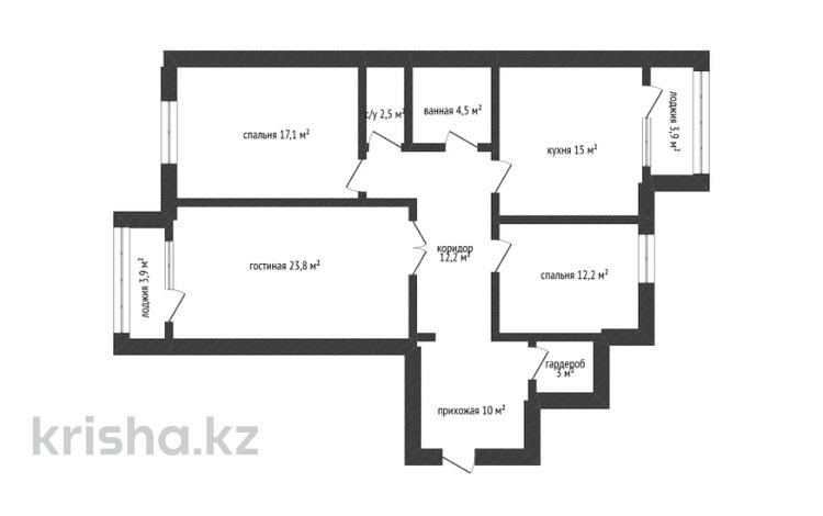 3-комнатная квартира · 105.2 м² · 8/9 этаж, Серкебаева 33/1 за ~ 42.1 млн ₸ в Кокшетау — фото 2