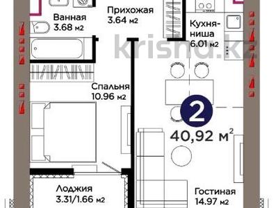 2-бөлмелі пәтер · 40.92 м² · 6/9 қабат, Е 909 29 — Дешевле, чем от застройщика!, бағасы: 30.5 млн ₸ в Астане, Нура р-н