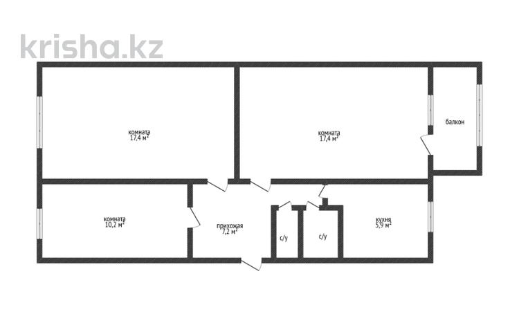 3-бөлмелі пәтер · 62.4 м² · 3/5 қабат, Маяковского 108, бағасы: 30 млн ₸ в Костанае — фото 2