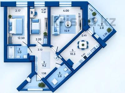 3-бөлмелі пәтер · 64.1 м² · 9/9 қабат, Каирбекова 399/2, бағасы: 24 млн ₸ в Костанае