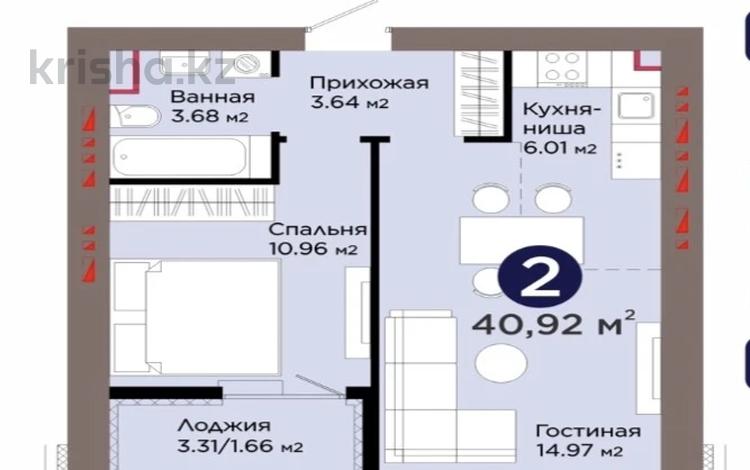2-бөлмелі пәтер · 40.9 м² · 8/9 қабат, Е 909 29, бағасы: 30.5 млн 〒 в Астане, Нура р-н — фото 7