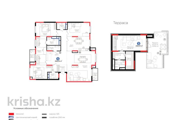 5-комнатная квартира · 277 м² · 6/6 этаж, Толеметова за ~ 217 млн 〒 в Шымкенте — фото 2