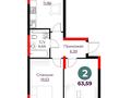2-комнатная квартира · 63.59 м² · 9/12 этаж, Шамши Калдаяков — БЕЗ КОМИССИИ/ ВЫБОР ЭТАЖА И ПЛАНИРОВКИ за ~ 33.4 млн ₸ в Астане, Сарайшык р-н — фото 2