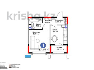 1-комнатная квартира · 38 м² · 5/12 этаж, Е-899 7 за 34 млн ₸ в Астане, Нура р-н