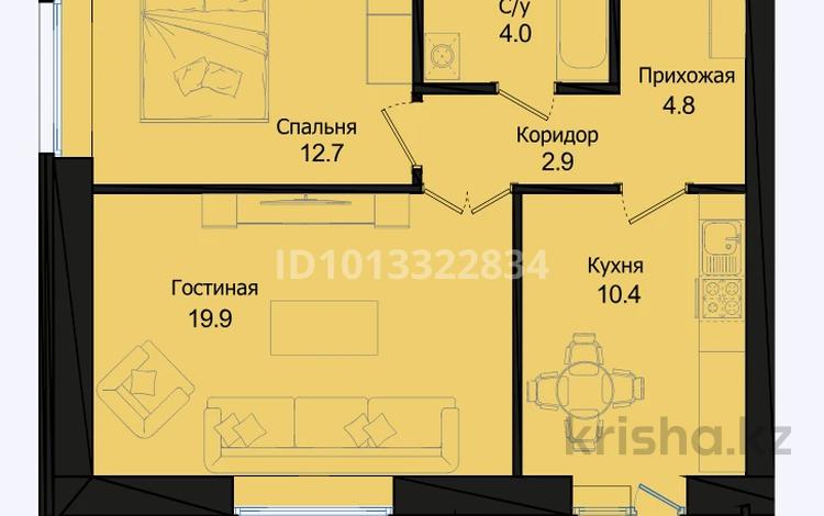 2-бөлмелі пәтер · 56.6 м² · 3/9 қабат, Розы Баглановой 23, бағасы: 28.9 млн ₸ в Астане, Нура р-н — фото 2