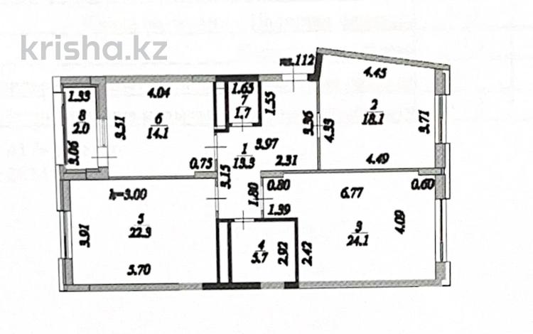 3-комнатная квартира · 101.3 м² · 9/9 этаж, Алихан Бокейхан 16/3 за ~ 55.6 млн 〒 в Астане, Есильский р-н — фото 2