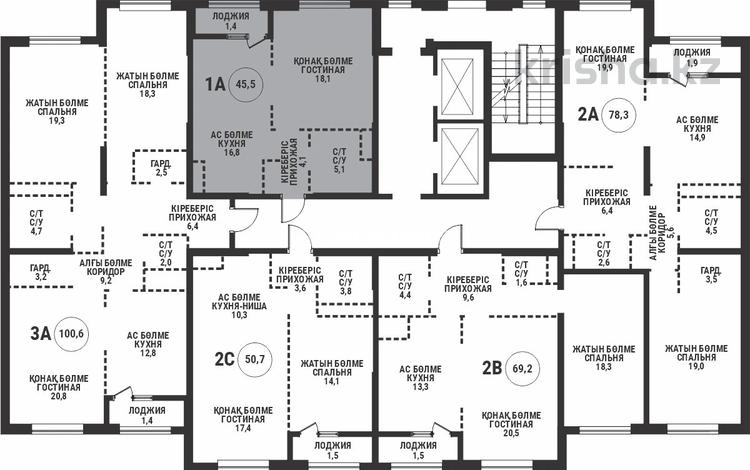 2-бөлмелі пәтер · 45.5 м² · 5/16 қабат, Каныша Сатпаева 90/55Б, бағасы: 39 млн ₸ в Алматы, Бостандыкский р-н — фото 2