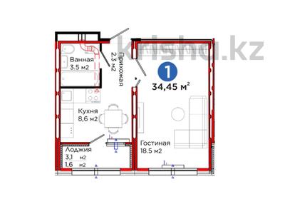 1 комната, 34.45 м², ЖК SPACE PLUS, Астана, Нура р-н, ул. Е 103, 5а от 19 981 000 〒
