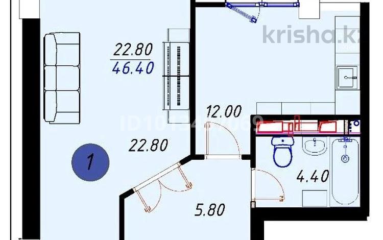 1-бөлмелі пәтер · 39.2 м² · 1/9 қабат, мкр Ожет, Шоссе Северное кольцо 92/10, бағасы: 18.5 млн ₸ в Алматы, Алатауский р-н — фото 2