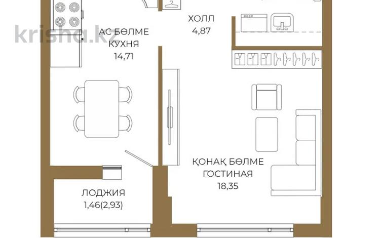 1-бөлмелі пәтер · 44.37 м² · 9/9 қабат, Достык 8/2 — БЕЗ КОМИССИИ, бағасы: ~ 35.1 млн ₸ в Астане, Есильский р-н — фото 2