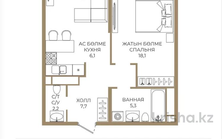 2-комнатная квартира · 55.8 м² · 3/8 этаж, Каныша Сатпаева 90а/1 за ~ 45.1 млн ₸ в Алматы, Бостандыкский р-н — фото 2