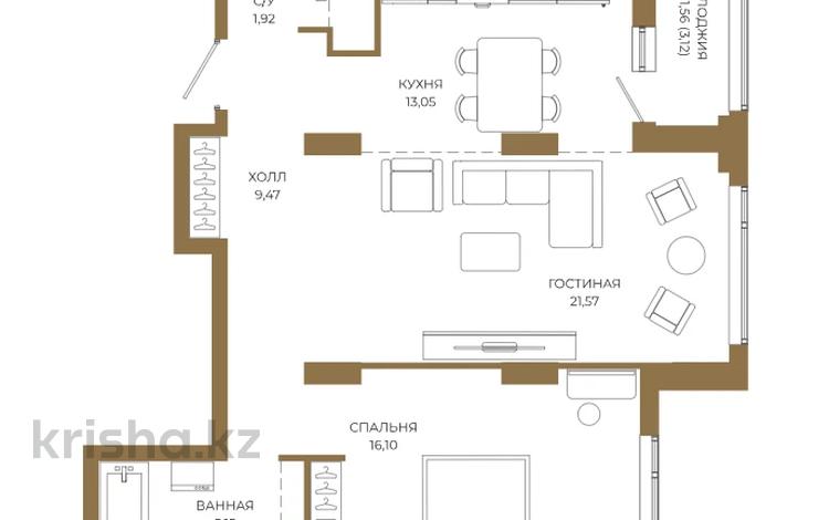 2-комнатная квартира · 68.82 м² · 10/18 этаж, Достык 8/5 за ~ 50.7 млн ₸ в Астане — фото 2