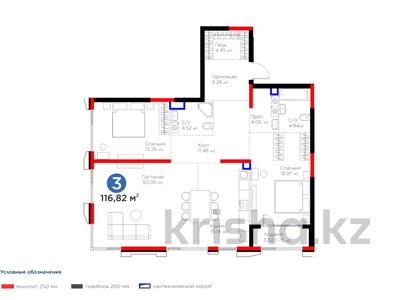 3-бөлмелі пәтер · 117 м² · 1/3 қабат, Култобе, бағасы: 152.5 млн ₸ в Алматы, Бостандыкский р-н