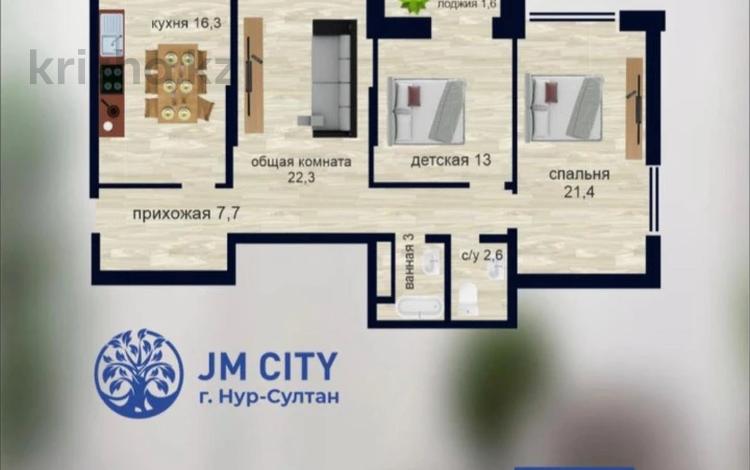 3-бөлмелі пәтер · 94.48 м² · 9/9 қабат, Туран, 80 80, бағасы: 55.5 млн ₸ в Астане — фото 2