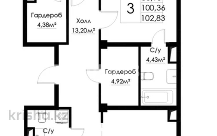 3-бөлмелі пәтер · 104 м² · 8/12 қабат, Володарского 25/1 — Айтеке Би, бағасы: 50 млн ₸ в Шымкенте — фото 2
