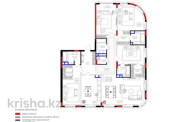 5-бөлмелі пәтер, 207.65 м², 3/8 қабат, Шалкыма 1а — BI Group, бағасы: ~ 275.3 млн 〒 в Астане, Алматы р-н — фото 2