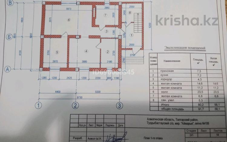 Отдельный дом · 4 комнаты · 100 м² · 6 сот., Достық 106 за 47 млн ₸ в Туздыбастау (Калинино) — фото 2