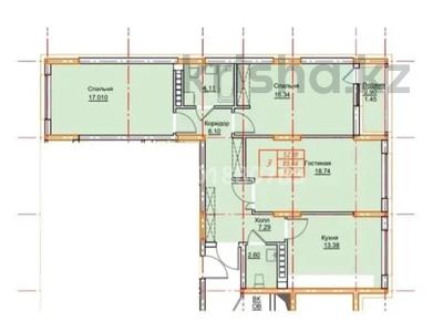 3-комнатная квартира · 85.85 м² · 1/9 этаж, Гашека 5А за 38.5 млн 〒 в Костанае