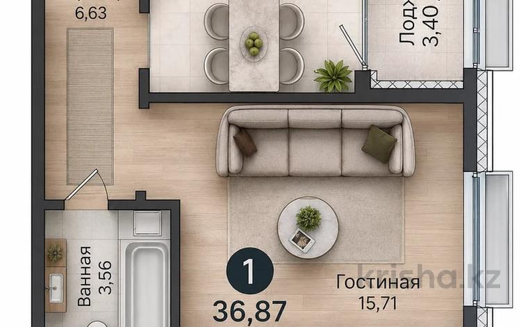 1-бөлмелі пәтер · 37 м² · 7/9 қабат, Толе би 21, бағасы: 21.5 млн ₸ в Астане, Нура р-н — фото 2