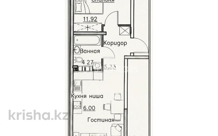 1-комнатная квартира · 46.42 м² · 5/6 этаж, Алатауская трасса 154 за 23.5 млн ₸ в Туздыбастау (Калинино) — фото 7