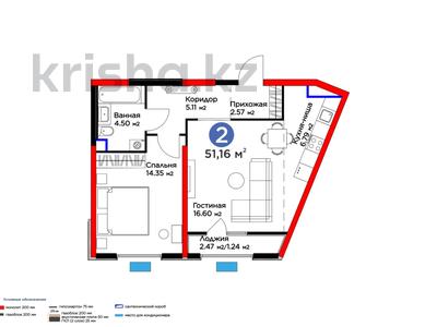 2-комнатная квартира, 51.16 м², 2/12 этаж, Байдибек би 113 за ~ 25.2 млн 〒 в Шымкенте