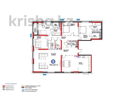 5-комнатная квартира · 196 м² · 2/7 этаж, Рыскулова за ~ 152.2 млн 〒 в Шымкенте, Аль-Фарабийский р-н