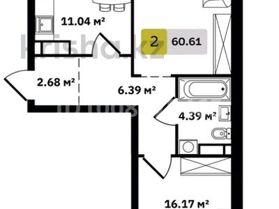 2-бөлмелі пәтер · 60.61 м² · 7/9 қабат, мкр Кайрат, Туркестан 115 — Кульджинский тракт Рыскулова, бағасы: 36 млн ₸ в Алматы, Турксибский р-н