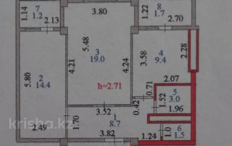 2-комнатная квартира, 59 м², 4/14 этаж, маметова за 18 млн 〒 в Астане, Нура р-н — фото 7