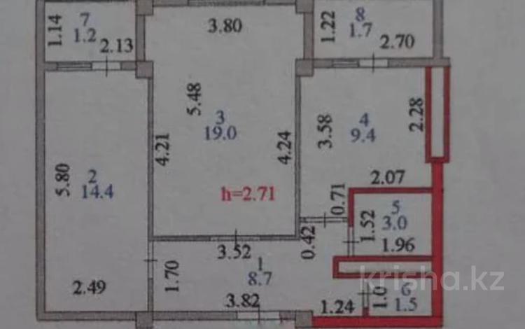 2-комнатная квартира, 59 м², 4/14 этаж, маметова