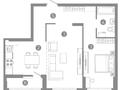 2-комнатная квартира · 56.61 м² · 8/9 этаж, Толе би (в шаге от Барыс Арена) 43 за ~ 31.6 млн ₸ в Астане