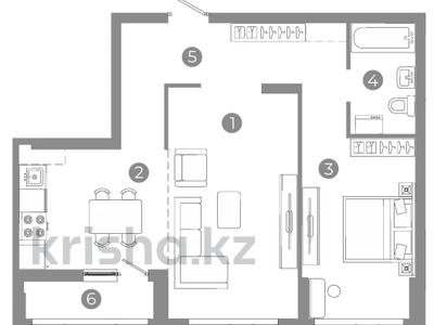 2-бөлмелі пәтер · 56.61 м² · 8/9 қабат, Толе би (в шаге от Барыс Арена) 43, бағасы: ~ 31.6 млн ₸ в Астане