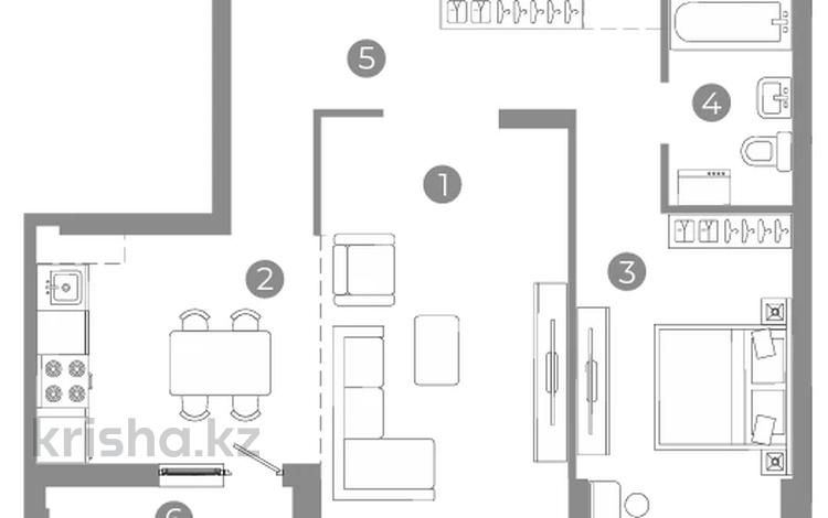 2-комнатная квартира · 56.61 м² · 8/9 этаж, Толе би (в шаге от Барыс Арена) 43 за ~ 31.6 млн ₸ в Астане — фото 2