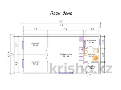 Отдельный дом · 2 комнаты · 60 м² · 8 сот., СК Геофизик-2 219 за 15 млн 〒 в Каргалинском (Жилянке)