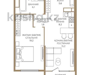 2-комнатная квартира · 57.9 м² · 4/9 этаж, Каныша Сатпаева 90а/1 — БЕЗ КОМИССИИ за ~ 45.7 млн ₸ в Алматы, Бостандыкский р-н