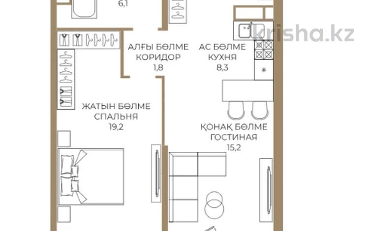 2-комнатная квартира · 57.9 м² · 4/9 этаж, Каныша Сатпаева 90а/1 — БЕЗ КОМИССИИ за ~ 45.7 млн ₸ в Алматы, Бостандыкский р-н — фото 2