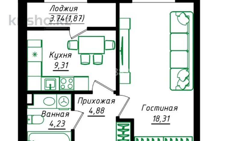 1-бөлмелі пәтер · 38.6 м² · 8/12 қабат, Жумекен Нажимеденов 26 — угол Азербарева, тд Даму, бағасы: 25 млн ₸ в Астане, Сарайшык р-н — фото 3