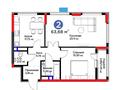 2-комнатная квартира · 63.68 м² · 8/17 этаж, Сагадат Нурмагамбетов 17 — Ш.Қалдаяқова за 44 млн ₸ в Астане, Сарайшык р-н — фото 10
