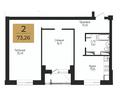 2-бөлмелі пәтер · 73.26 м², Улица Чингиз Айтматов, 63, бағасы: ~ 35.5 млн ₸ в Астане, Нура р-н — фото 3