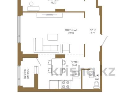 2-бөлмелі пәтер · 69.91 м² · 2/18 қабат, Достык 8/5, бағасы: ~ 50.8 млн ₸ в Астане