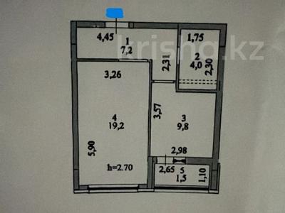 1-комнатная квартира · 41.7 м² · 3/9 этаж, А62 участок 2 за 19 млн ₸ в Астане