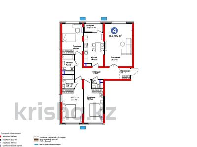 4-комнатная квартира · 114 м² · 7/14 этаж, мкр Нурсат 2, Байтерекова — 6% ЖЕҢІЛДІК. за ~ 64.6 млн 〒 в Шымкенте, Каратауский р-н