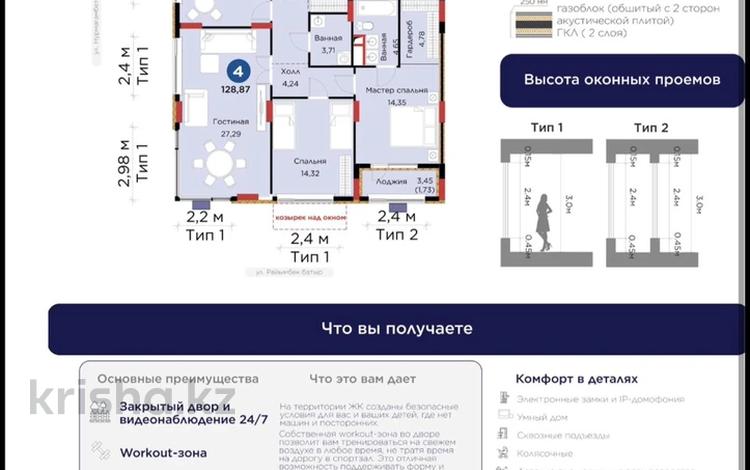 4-бөлмелі пәтер · 129 м² · 3/9 қабат, Сагадат Нурмагамбетов 15, 16 — САМАЯ НИЗКАЯ ЦЕНА! 2 очередь! только наличка, бағасы: 81 млн ₸ в Астане, Сарайшык р-н — фото 2