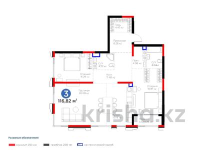 3-бөлмелі пәтер · 117 м² · 1/3 қабат, Култобе, бағасы: ~ 152.3 млн ₸ в Алматы, Наурызбайский р-н