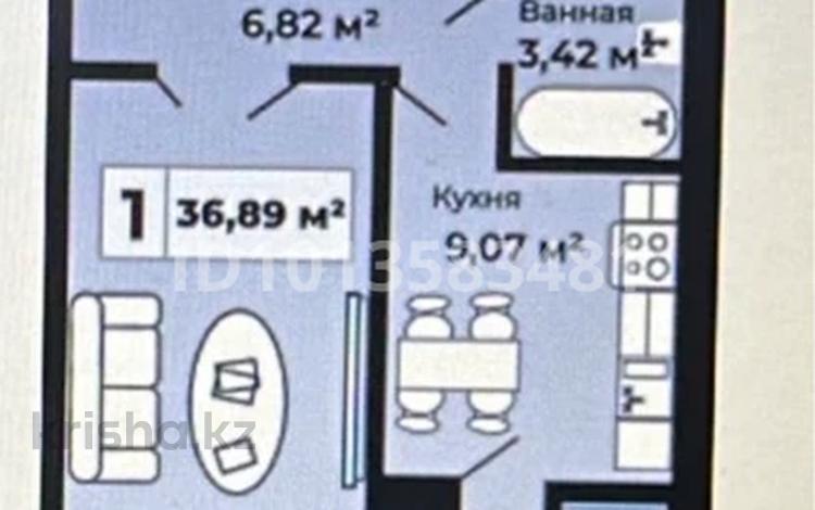 1-бөлмелі пәтер · 36.89 м² · 1/9 қабат, А83 участок 11, бағасы: 16.5 млн ₸ в Астане, Алматы р-н — фото 2