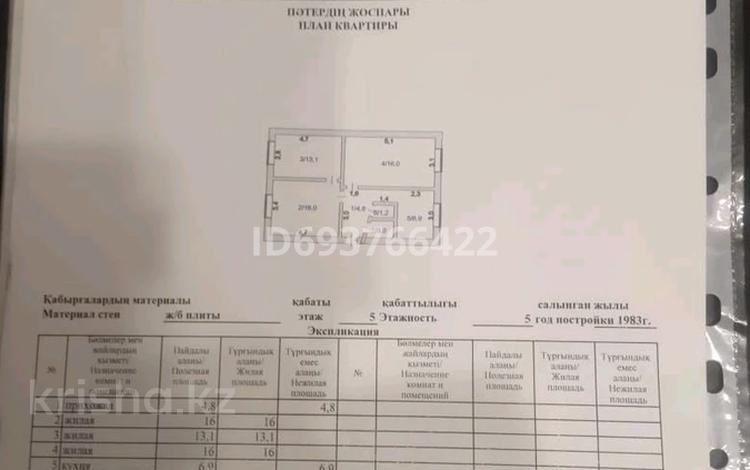 3-комнатная квартира · 61 м² · 5/5 этаж, Бараева 16 за 3.7 млн 〒 в Научном — фото 2