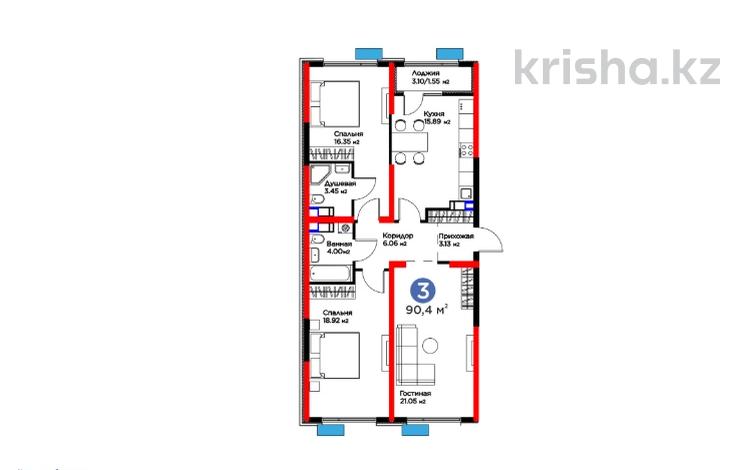 3-бөлмелі пәтер · 91 м², Туркия, бағасы: ~ 38.2 млн ₸ в Шымкенте, Абайский р-н — фото 7