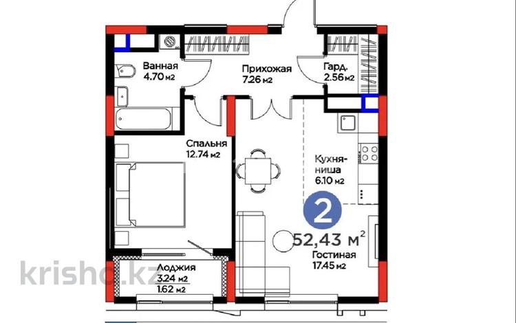 2-бөлмелі пәтер · 55 м² · 15/17 қабат, Хусейн бен Талал 37 — Мангилик ел, УДП, Binom, БИЛ, бағасы: 45.5 млн ₸ в Астане, Есильский р-н — фото 2