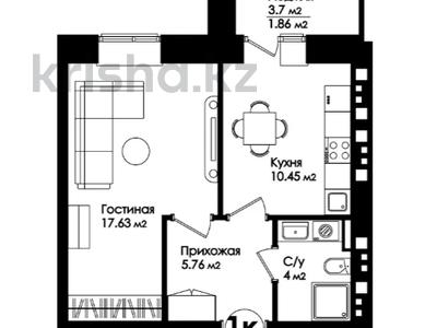 1-комнатная квартира, 39.7 м², 5/12 этаж, Бейбарыс Султан за 9.5 млн 〒 в Астане