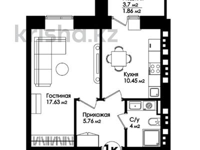 1-бөлмелі пәтер, 39.7 м², 5/12 қабат, Бейбарыс Султан, бағасы: ~ 9.7 млн 〒 в Астане