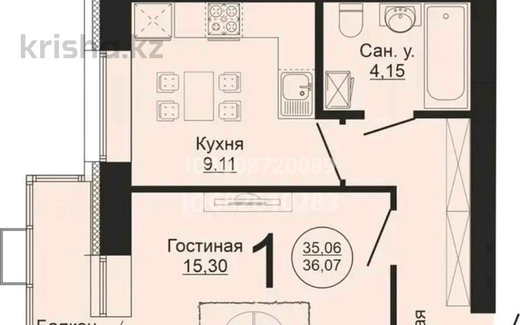 1-бөлмелі пәтер · 36 м² · 8/9 қабат, Б.Сокпакбаева 1 — Сарыарка, бағасы: 21 млн ₸ в Астане, Сарыарка р-н — фото 2